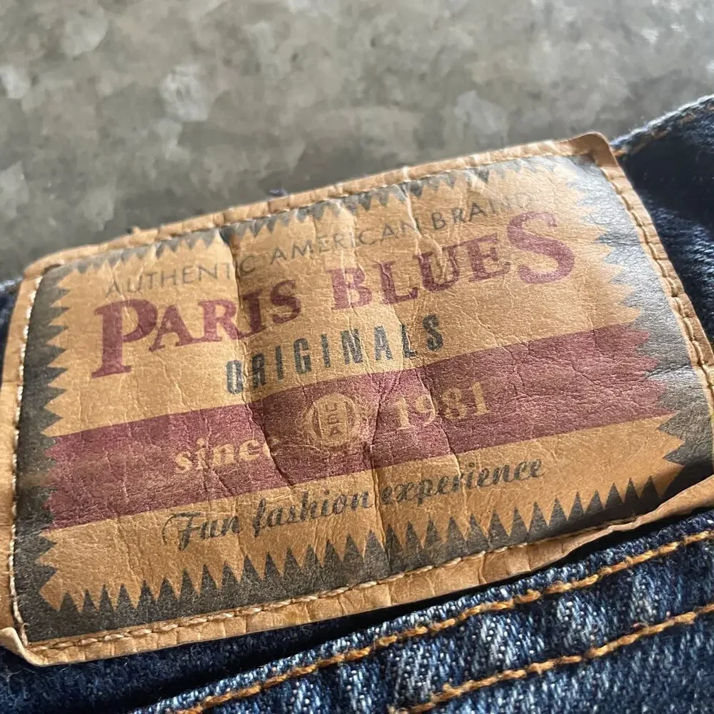 Paris Blues Originals Flare Denim Jeans Sz 9 Vintage 90s Y2K Bootcut Dark Blue